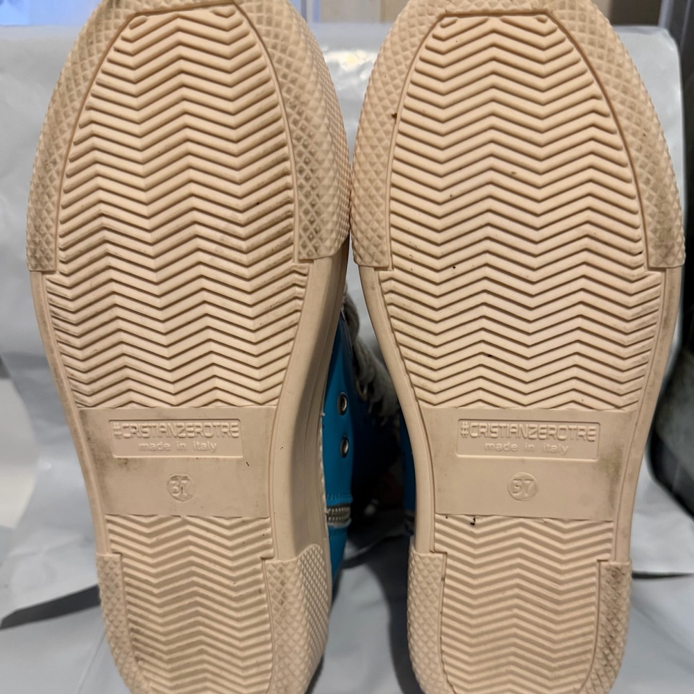 CRISTIAN ZEROTRE CALIPSO -300 BLUE NAPOLI LEATHER WOMEN High-Top Sneakers - Picture 8 of 9